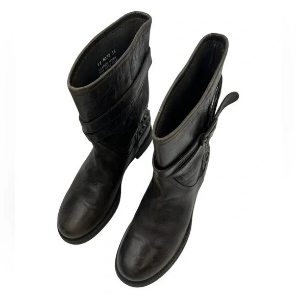 BOEMOS Leather Studded Moto Biker Boot Brown 7.5 - Picture 7 of 13